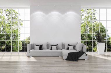modern parlak iç mekan 3D resimleme