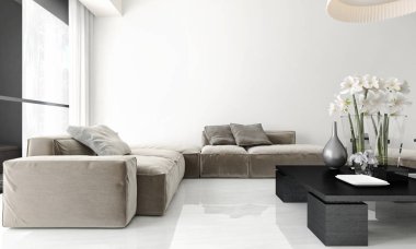 modern parlak iç mekan 3D resimleme