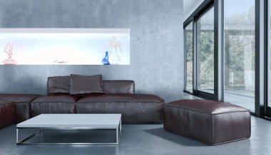 modern parlak iç mekan 3D resimleme