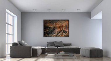 modern parlak iç mekan 3D resimleme