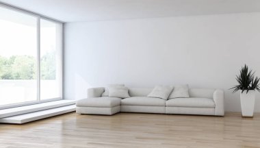 modern parlak iç mekan 3D resimleme