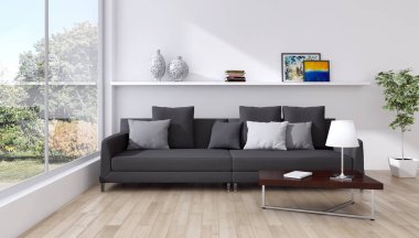 modern parlak iç mekan 3D resimleme