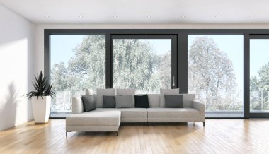 modern parlak iç mekan 3D resimleme