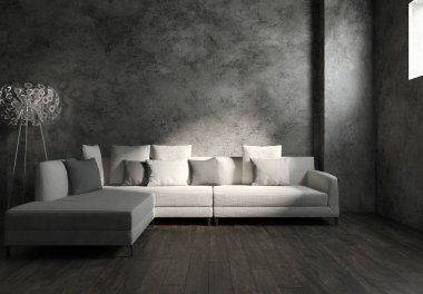 modern parlak iç mekan 3D resimleme