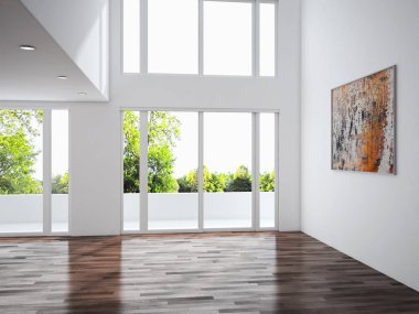 modern parlak iç mekan 3D resimleme