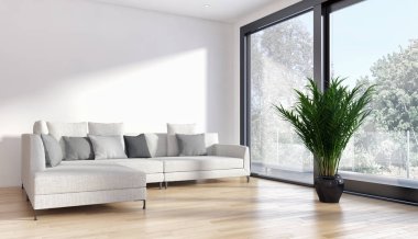 modern parlak iç mekan 3D resimleme