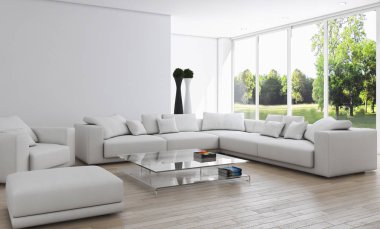 modern parlak iç mekan 3D resimleme