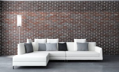 modern parlak iç mekan 3D resimleme