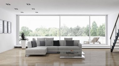 modern parlak iç mekan 3D resimleme