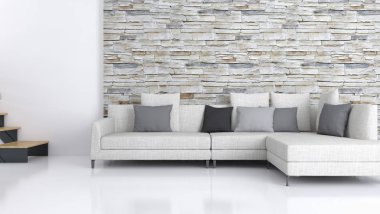 modern parlak iç mekan 3D resimleme