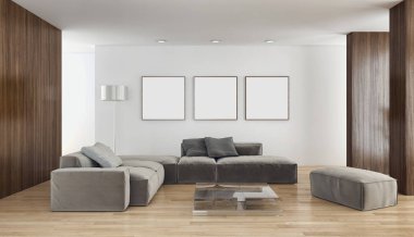 modern parlak iç mekan 3D resimleme