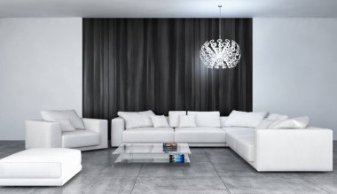 modern parlak iç mekan 3D resimleme