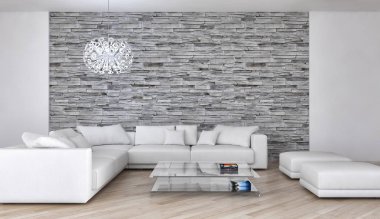 modern parlak iç mekan 3D resimleme