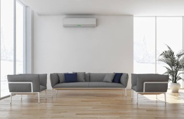 modern parlak iç mekan 3D resimleme