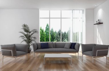 modern parlak iç mekan 3D resimleme