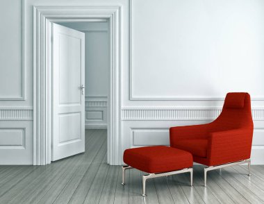 modern parlak iç mekan 3D resimleme