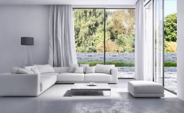 modern parlak iç mekan 3D resimleme