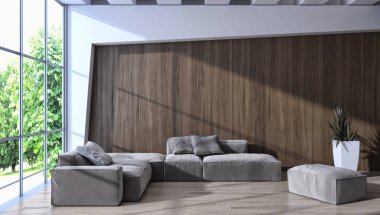 modern parlak iç mekan 3D resimleme