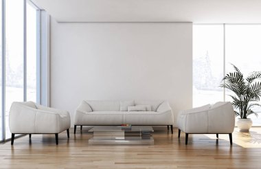 modern parlak iç mekan 3D resimleme