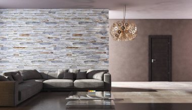 modern parlak iç mekan 3D resimleme