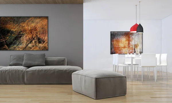 Moderno interiores brilhantes 3d renderização ilustração — Fotografia de Stock