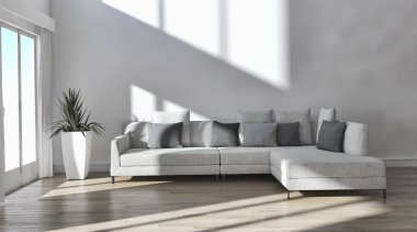 modern parlak iç mekan 3D resimleme