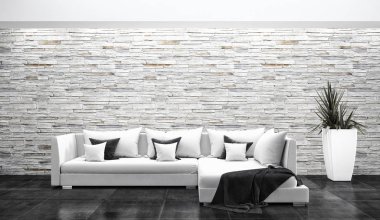 modern parlak iç mekan 3D resimleme