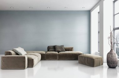 modern parlak iç mekan 3D resimleme