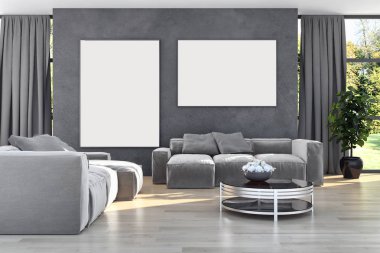 modern parlak iç mekan 3D resimleme