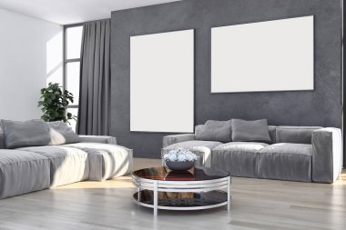 modern parlak iç mekan 3D resimleme