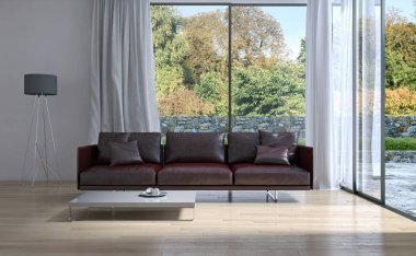 modern parlak iç mekan 3D resimleme