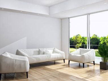 modern parlak iç mekan 3D resimleme