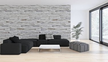 modern parlak iç mekan 3D resimleme