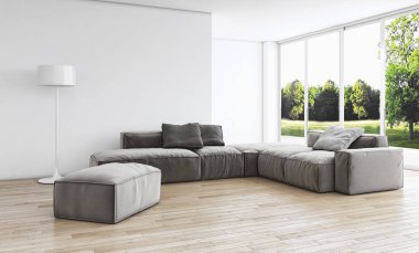 modern parlak iç mekan 3D resimleme