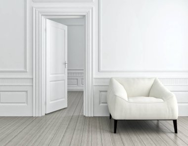 modern parlak iç mekan 3D resimleme