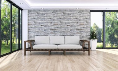 modern parlak iç mekan 3D resimleme