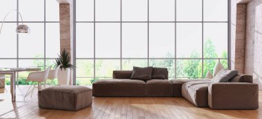 modern parlak iç mekan 3D resimleme