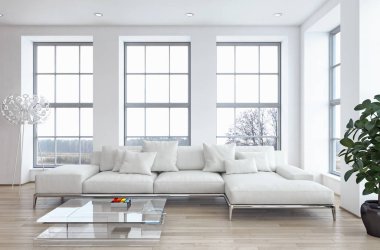 modern parlak iç mekan 3D resimleme