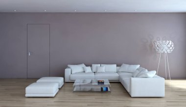 modern parlak iç mekan 3D resimleme