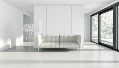 modern parlak iç mekan 3D resimleme