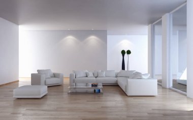 modern parlak iç mekan 3D resimleme