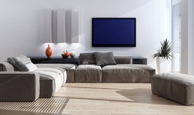 modern parlak iç mekan 3D resimleme