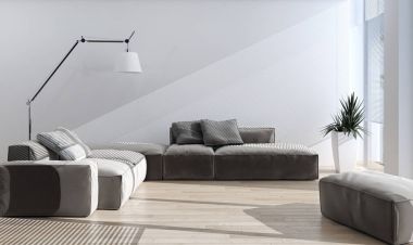 modern parlak iç mekan 3D resimleme