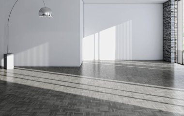 modern parlak iç mekan 3D resimleme