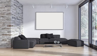 modern parlak iç mekan 3D resimleme