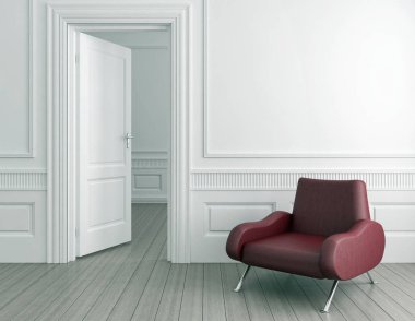 modern parlak iç mekan 3D resimleme