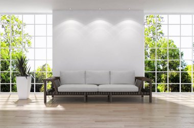 modern parlak iç mekan 3D resimleme