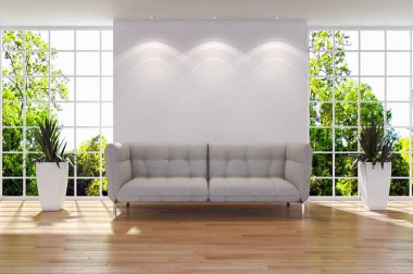 modern parlak iç mekan 3D resimleme