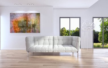 modern parlak iç mekan 3D resimleme