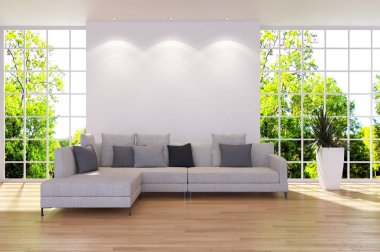 modern parlak iç mekan 3D resimleme